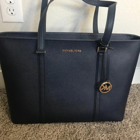 Michael Kors Navy Blue Handbag Tote Bag - Picture 2 of 6